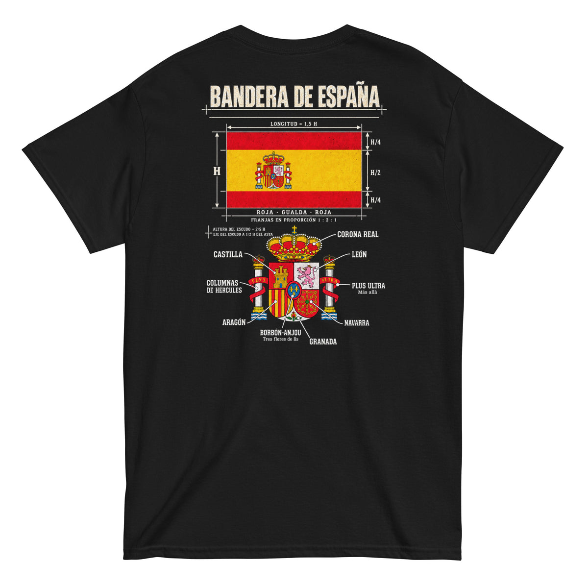 Camiseta Bandera de España — negro — vista trasera