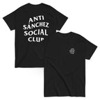Camiseta Anti Sánchez Social Club — negro — vista delantera y trasera