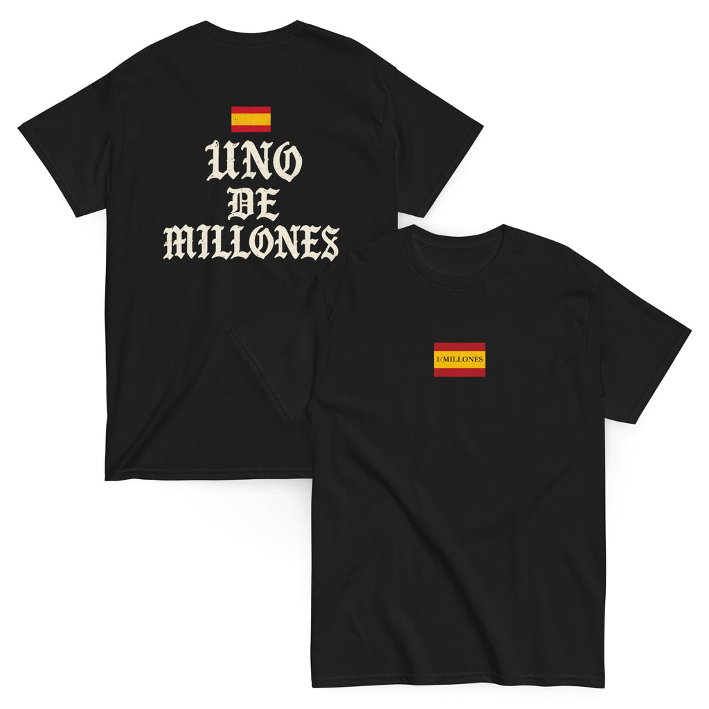 Camiseta Uno de Millones — negro — vista delantera y trasera