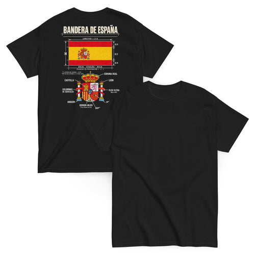 Camiseta Bandera de España — negro — vista delantera y trasera