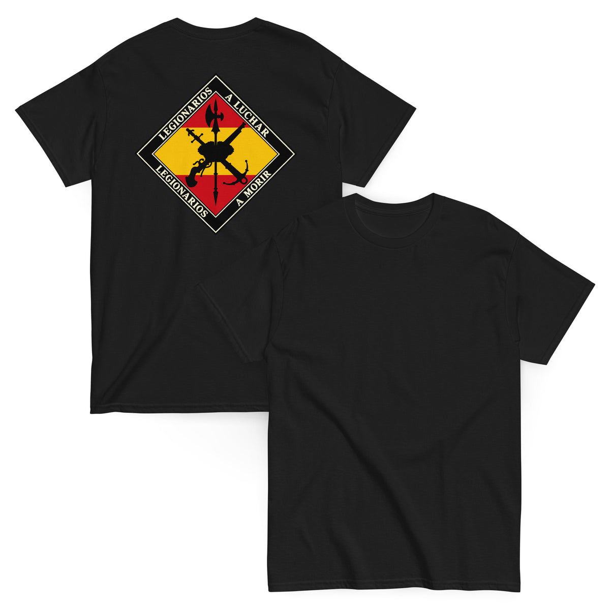 Camiseta Legionarios — negro — vista delantera y trasera
