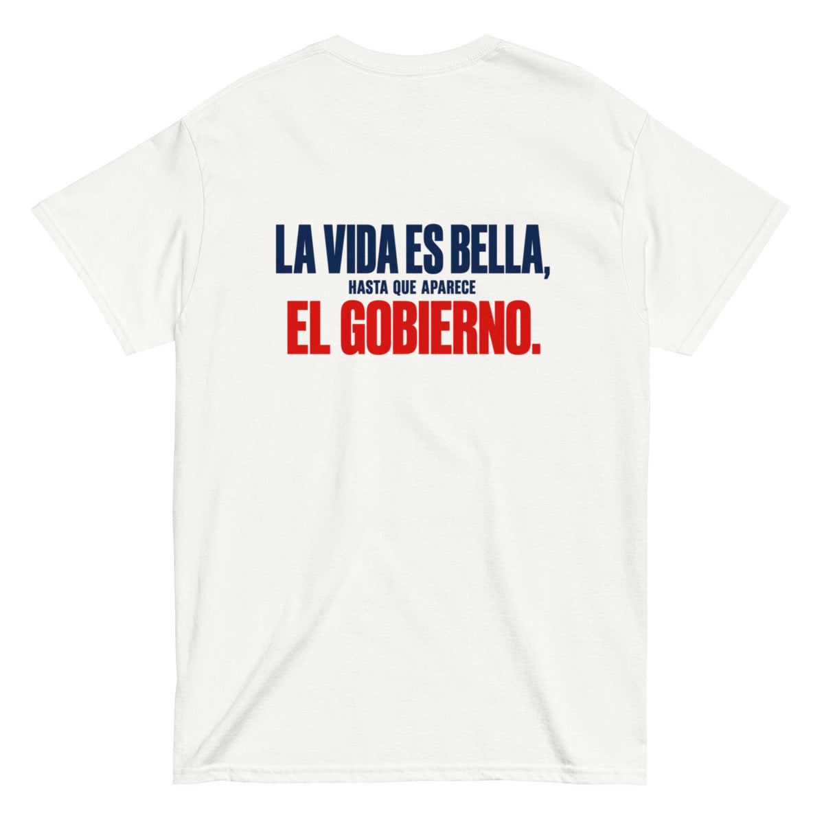Camiseta La Vida es Bella — blanco — vista trasera