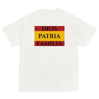Camiseta Dios Patria Familia — blanco — vista trasera