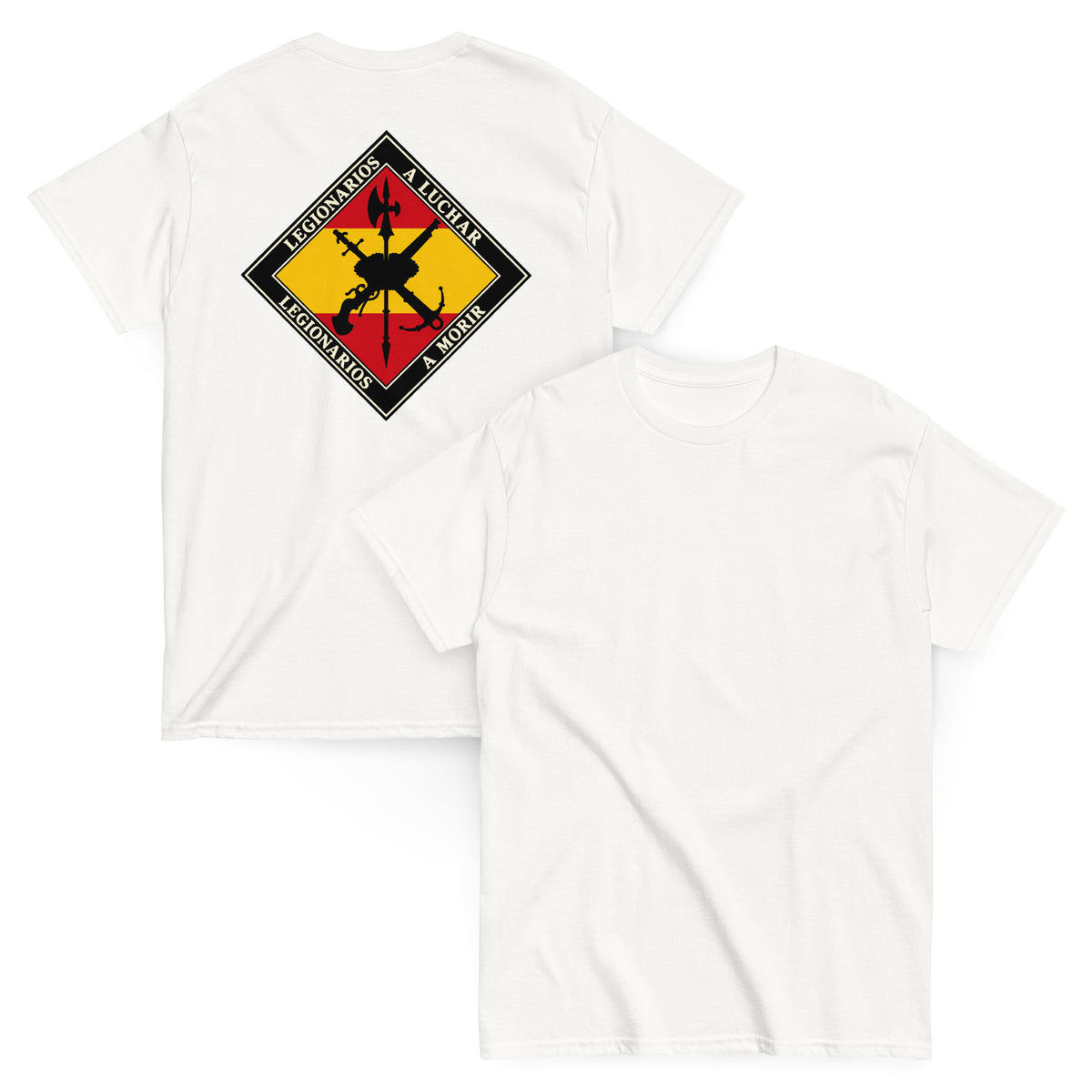 Camiseta Legionarios — blanco — vista delantera y trasera