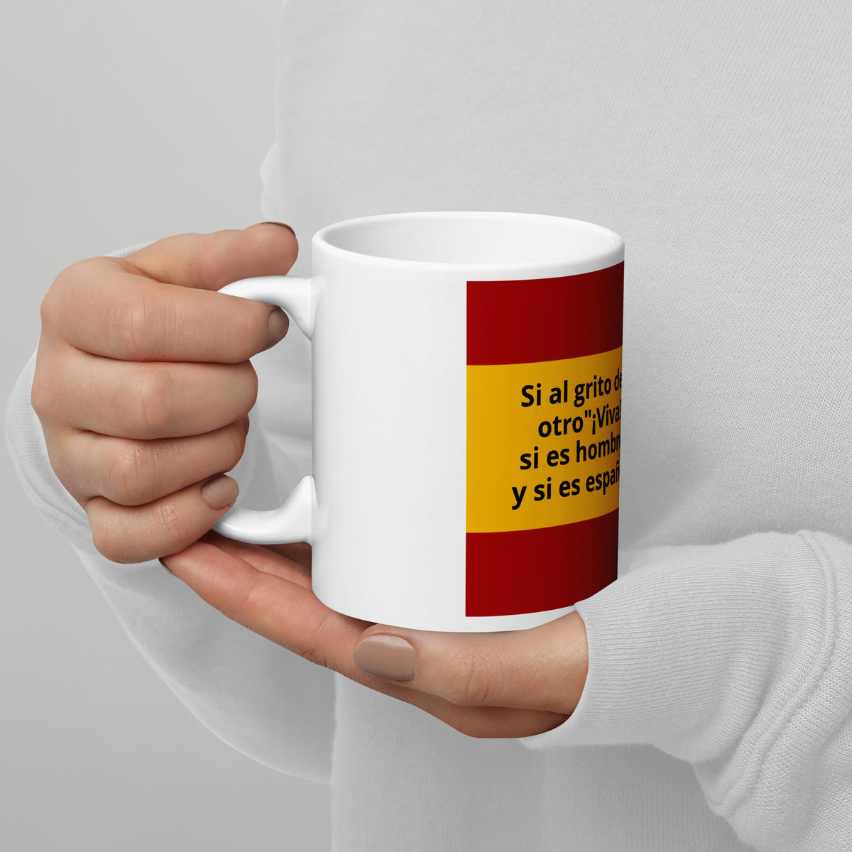 Taza Viva España — blanco — vista lateral izquierda